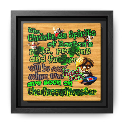 christmas spirits of boston - framed canvas art (butterscotch wood finish)
