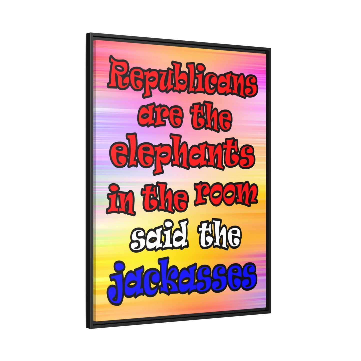 donkeys and elephants - framed canvas art (color blur)