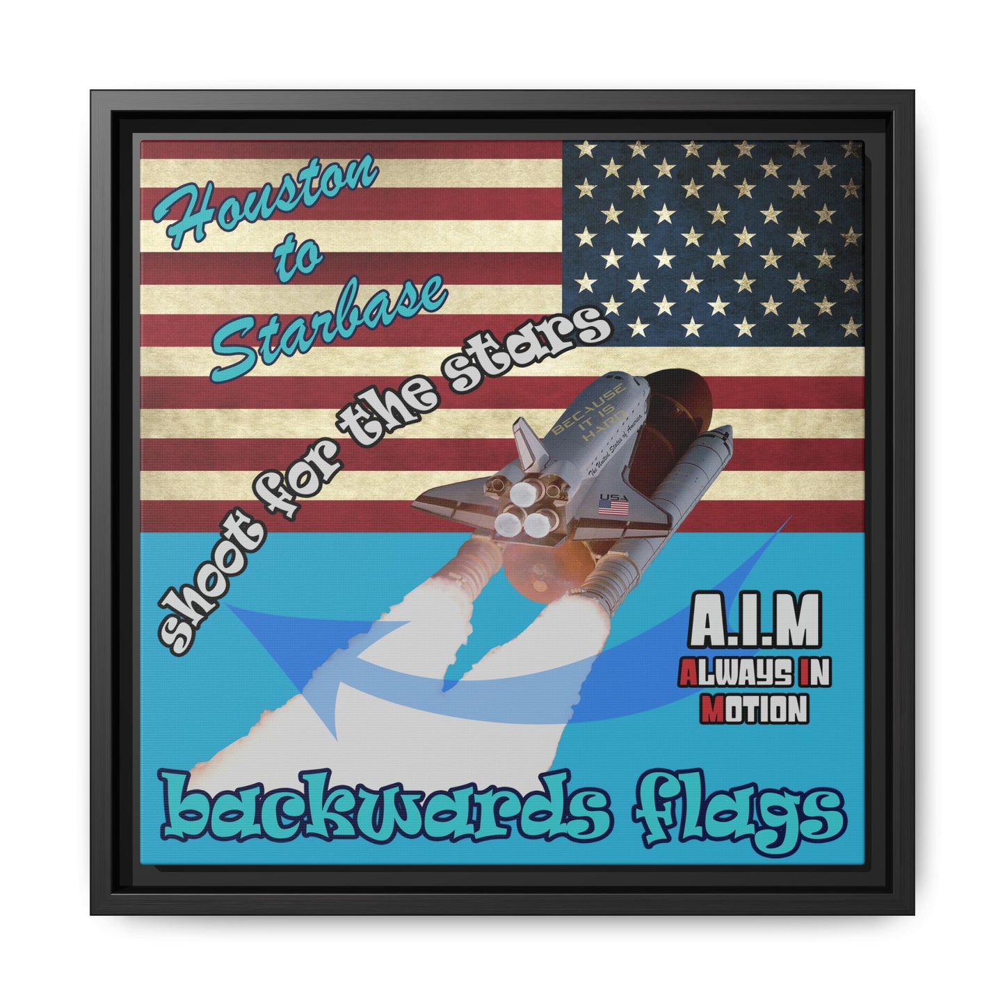 shoot for the stars - framed canvas art (turquoise)