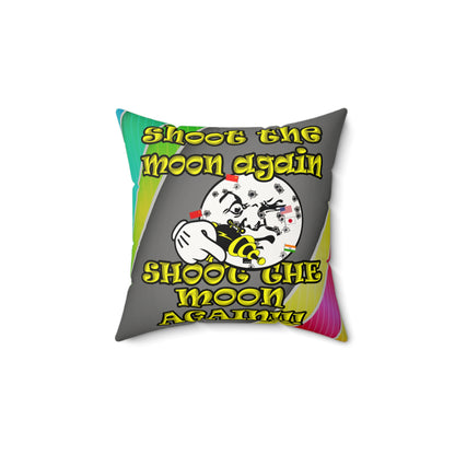 shoot the moon again - Faux Suede Square Pillow - (rainbow split)
