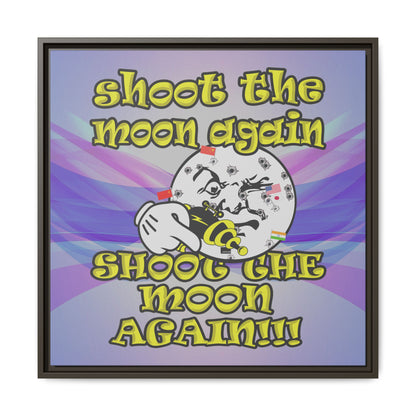 shoot the moon again - framed canvas art (light blue-pink wave)