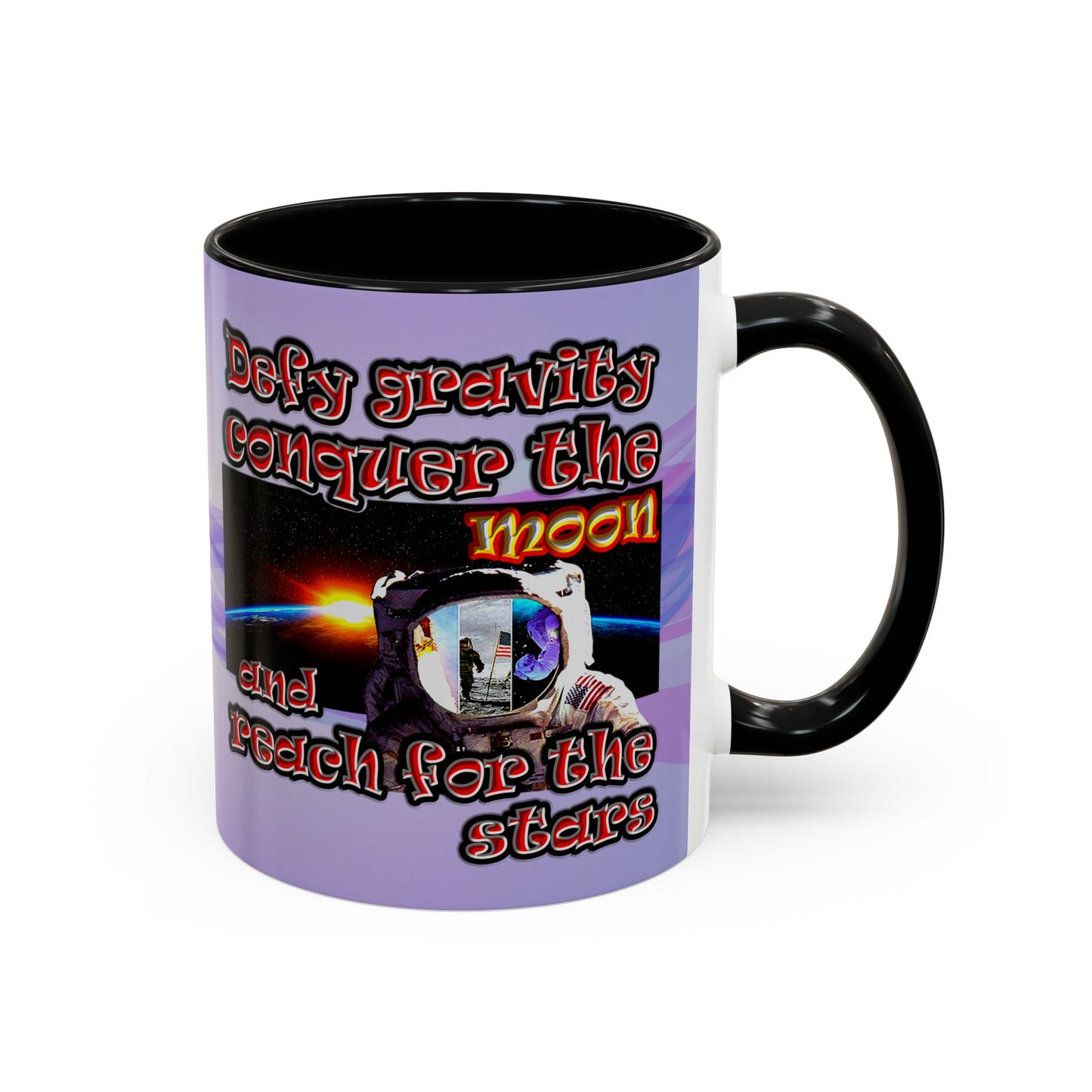 defy conquer reach - Accent Mug (light blue-pink wave)