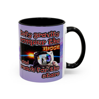 defy conquer reach - Accent Mug (light blue-pink wave)