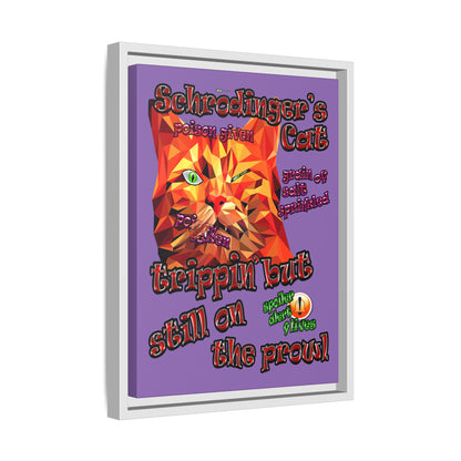 schrodinger's cat - framed canvas art (light purple)