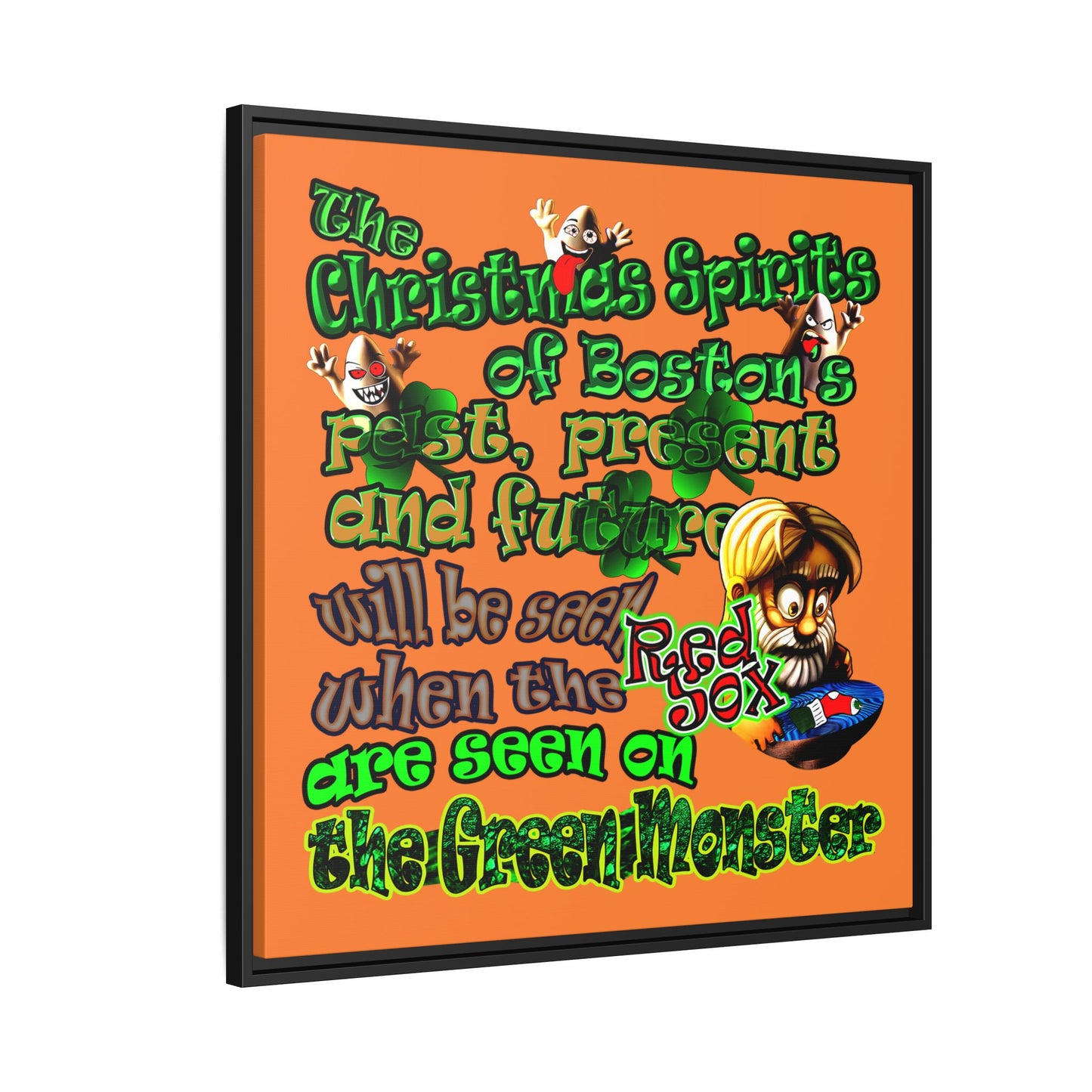 christmas spirits of boston - framed canvas art (crusta)