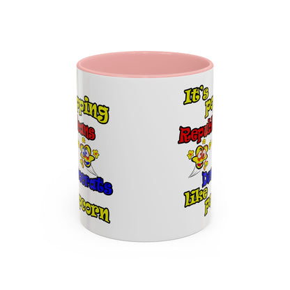 popping like popcorn - Accent Mug (white)