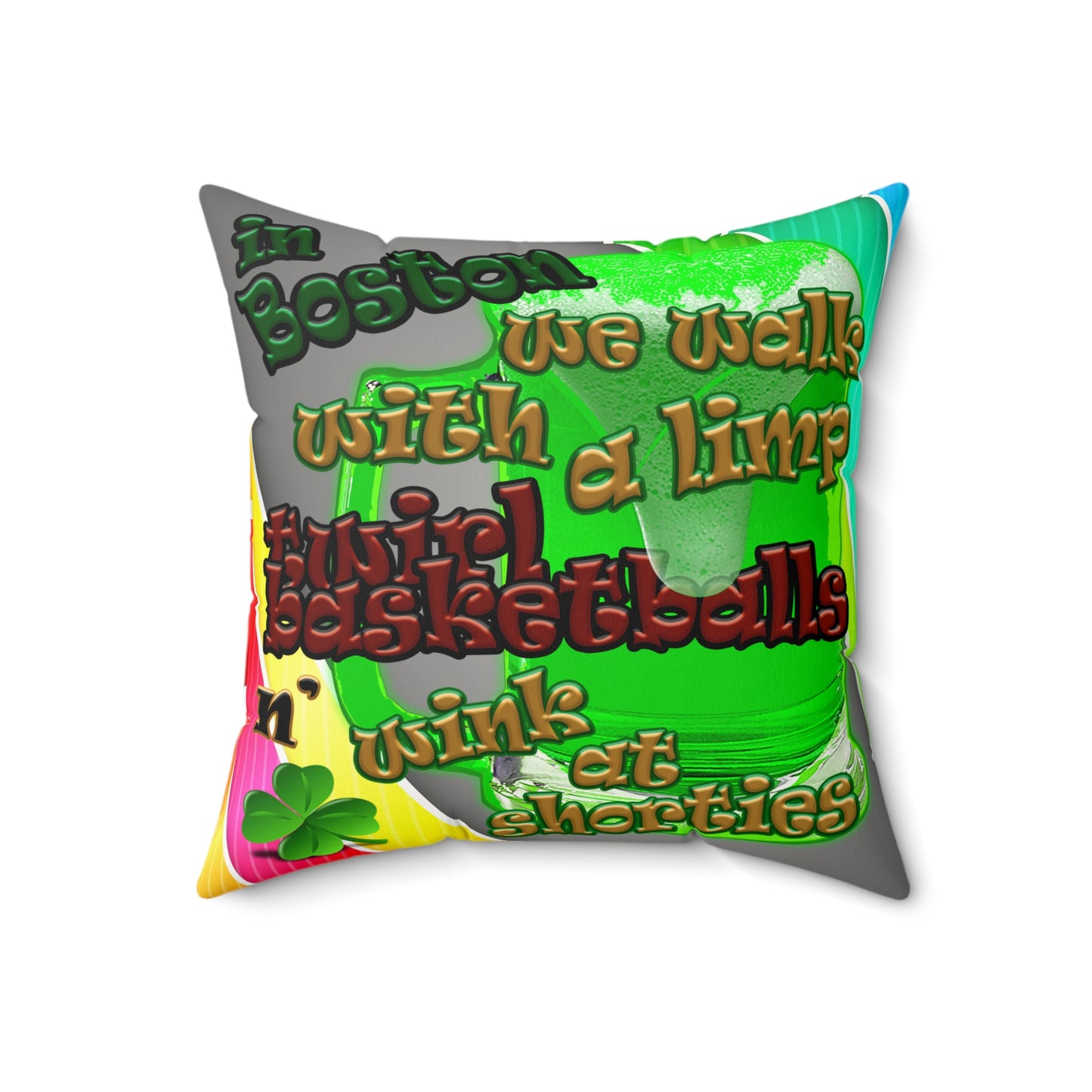 celtics logo - Faux Suede Square Pillow - (rainbow split)