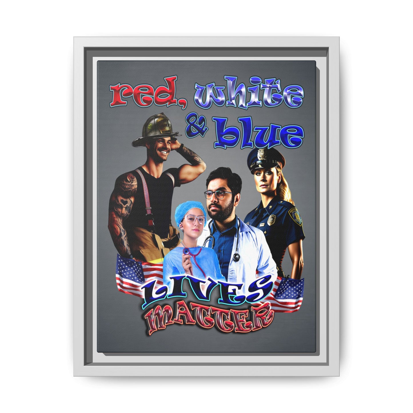 rw&b lives matter - framed canvas art (grey-light grey)