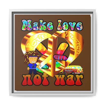 love peace - framed canvas art (brown)