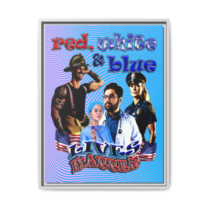 rw&b lives matter - framed canvas art (light blue-purple wave)