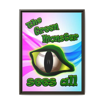 green monster - framed canvas art (light blue-pink wave)