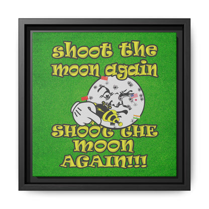 shoot the moon again - framed canvas art (green turf)