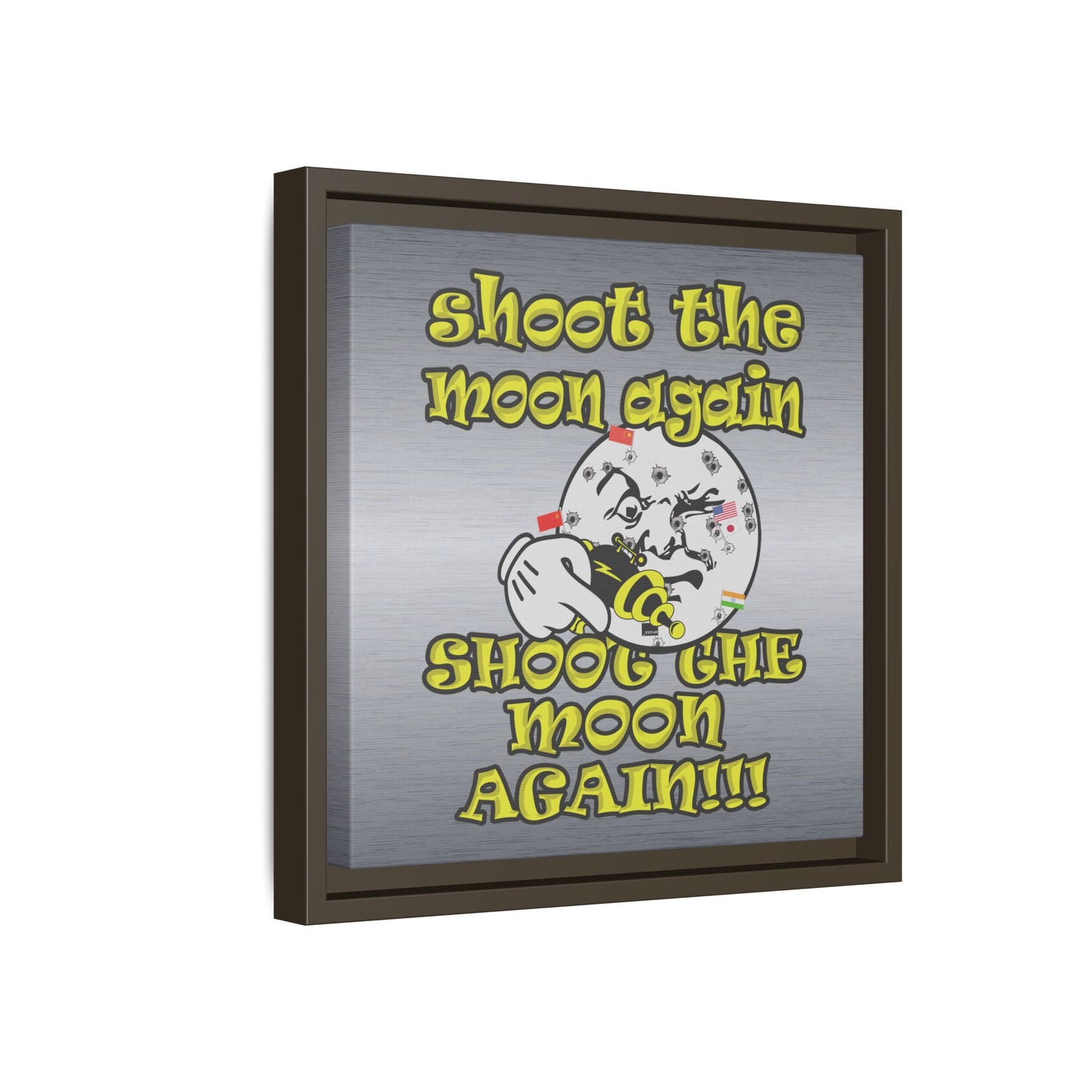 shoot the moon again - framed canvas art (brushed nickel)