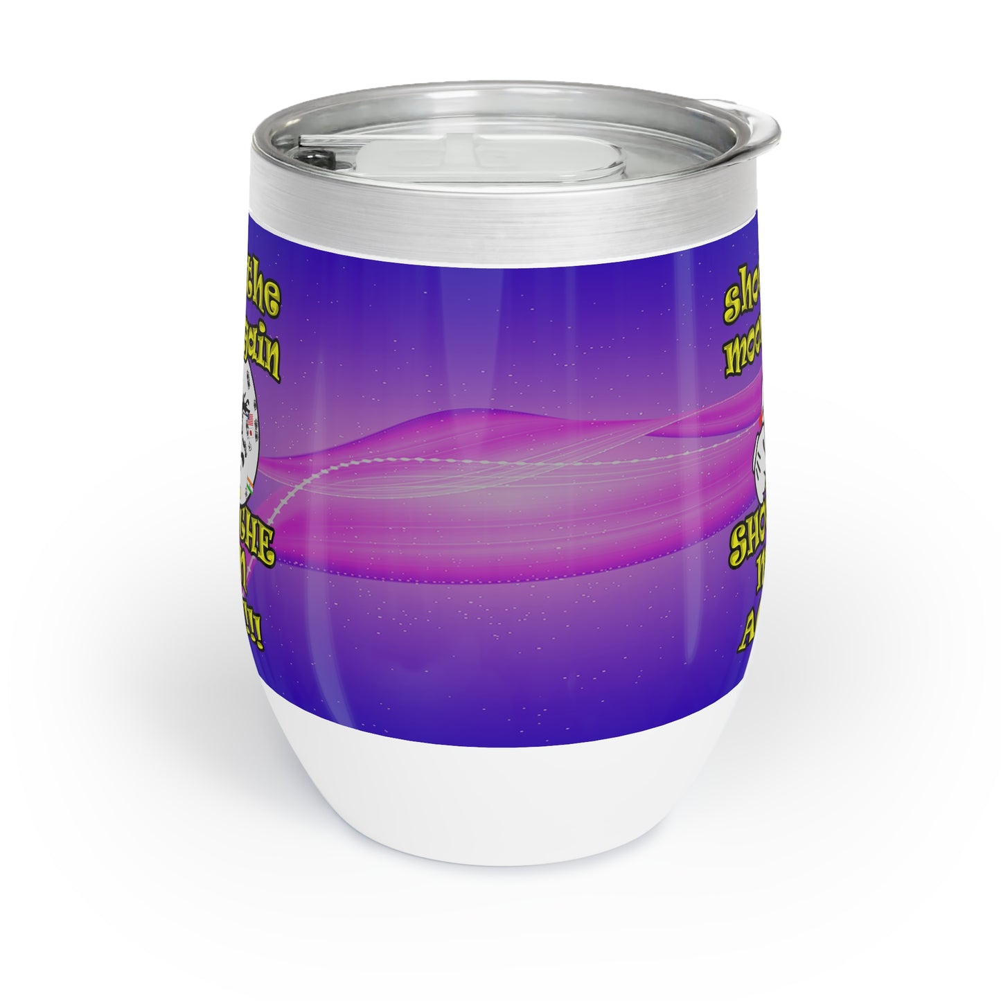 shoot the moon again - Chill Wine Tumbler (purple-pink wave)