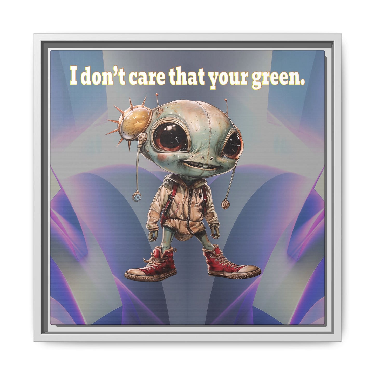 I don't care that your green - framed canvas art (grey-pink wave)