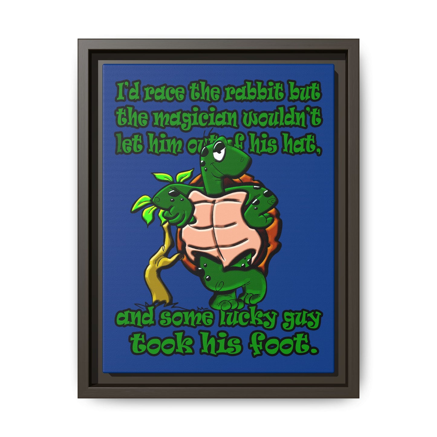 turtle race - framed canvas art (dark blue)
