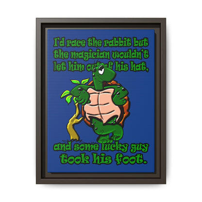 turtle race - framed canvas art (dark blue)