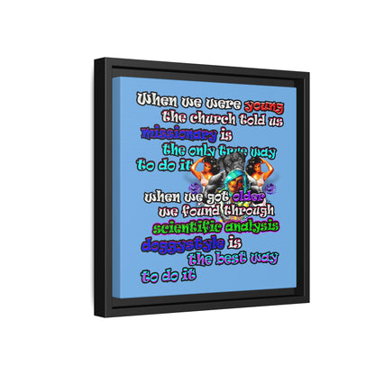 doggystyle - framed canvas art (light blue)
