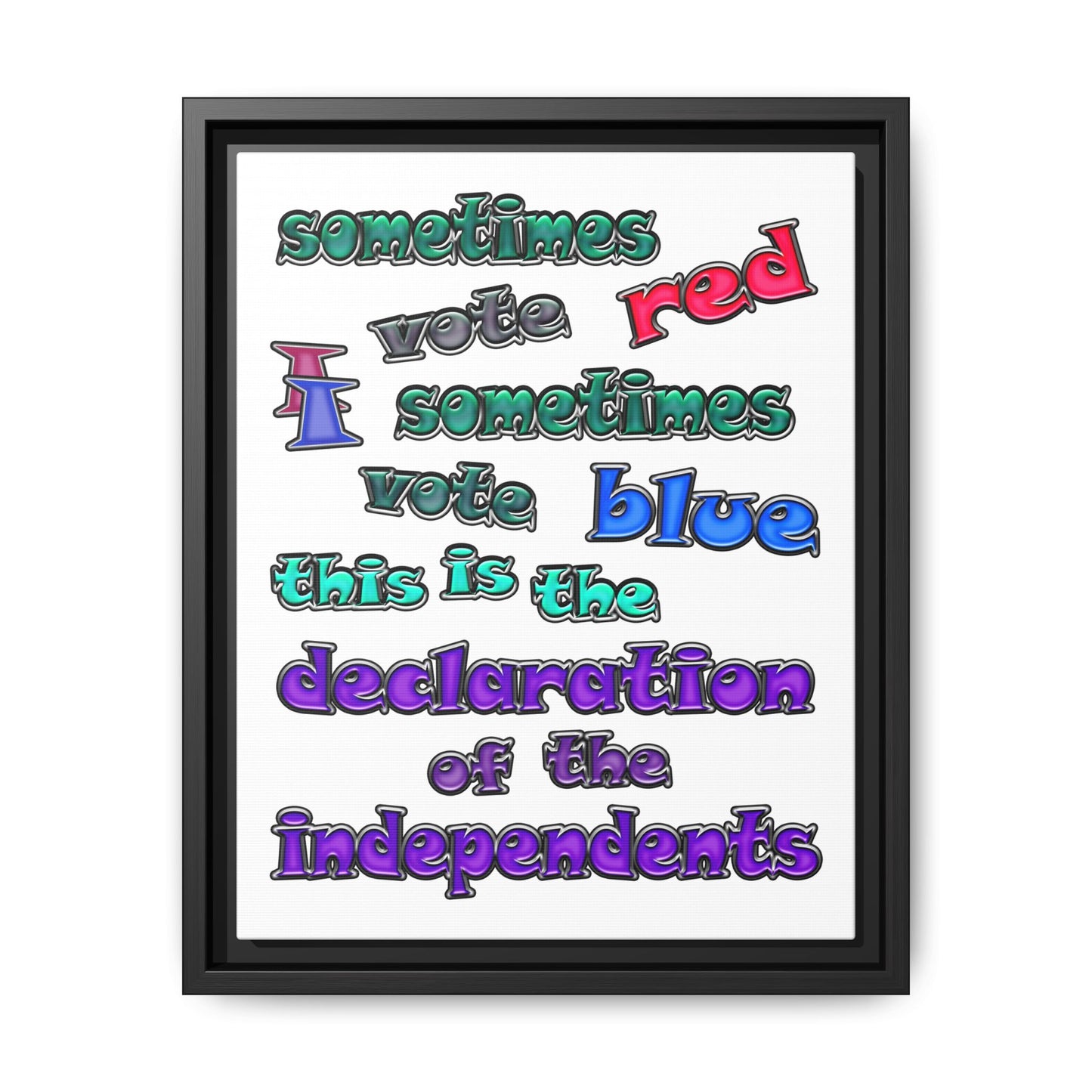 declaration of the independents - framed canvas art (white)