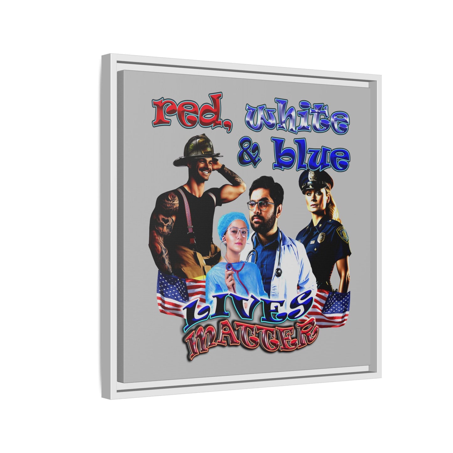 rw&b lives matter - framed canvas art (light grey)