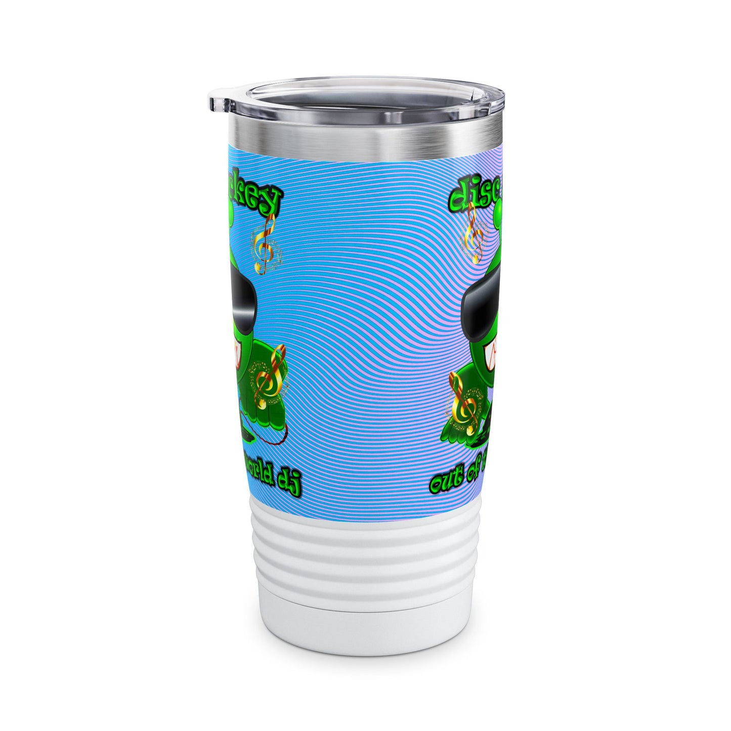 disc jockey - Ringneck Tumbler, 20oz (light blue-purple wave)