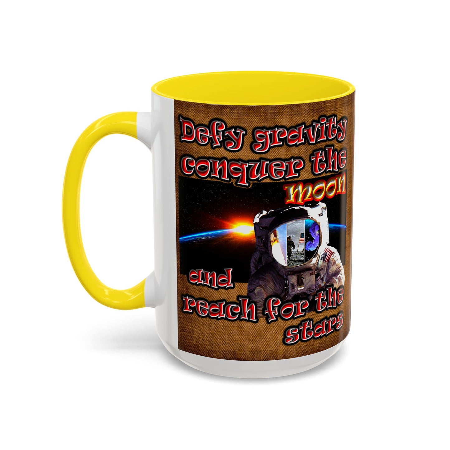 defy conquer reach - Accent Mug (brown papyrus)