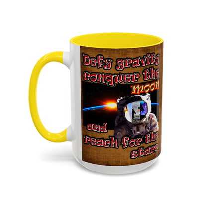 defy conquer reach - Accent Mug (brown papyrus)