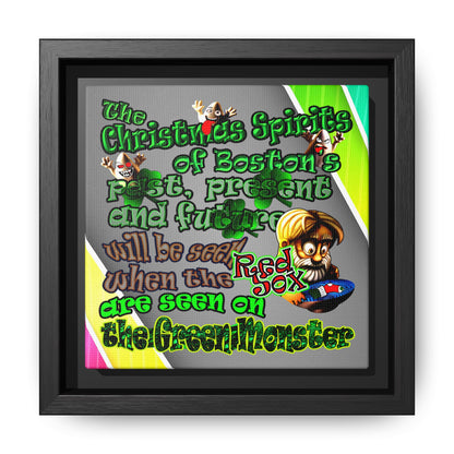 christmas spirits of boston - framed canvas art (rainbow split)
