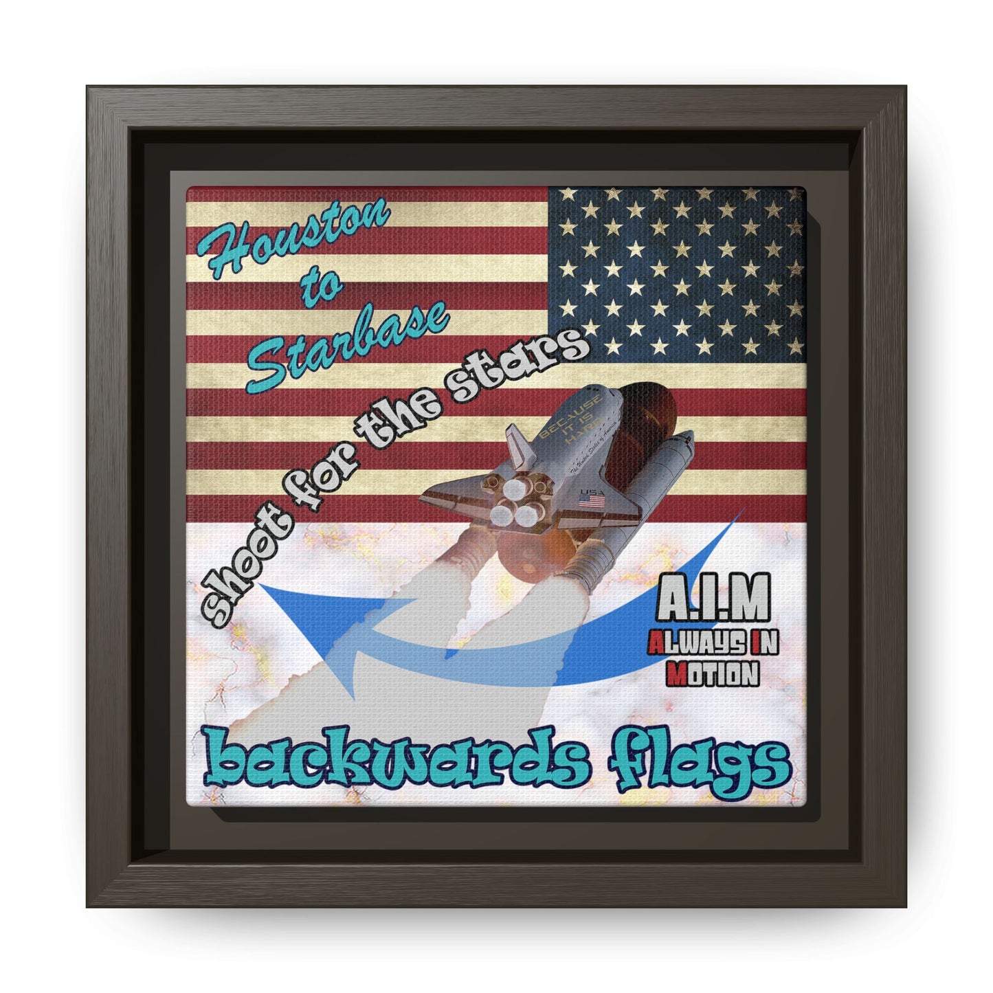 shoot for the stars - framed canvas art (white marble)