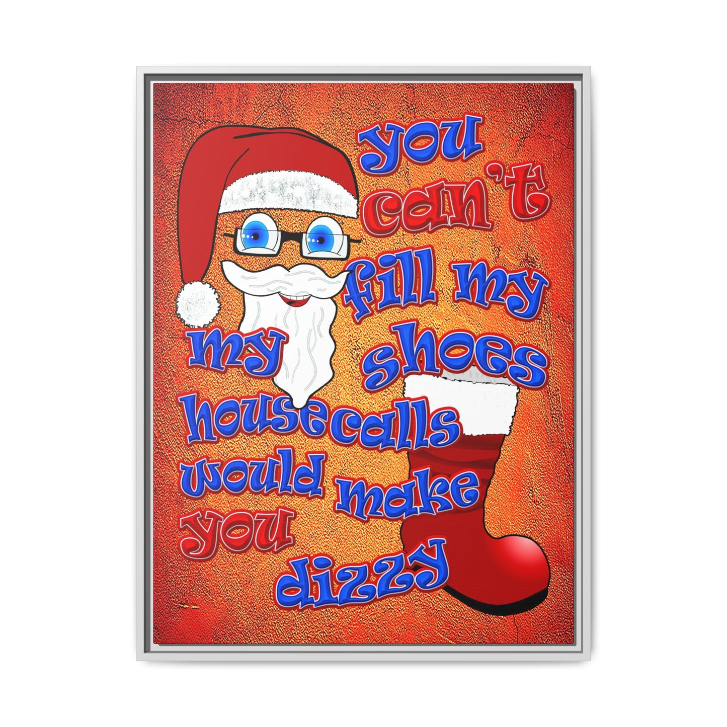 santa's shoes - framed canvas art (burnt orange)