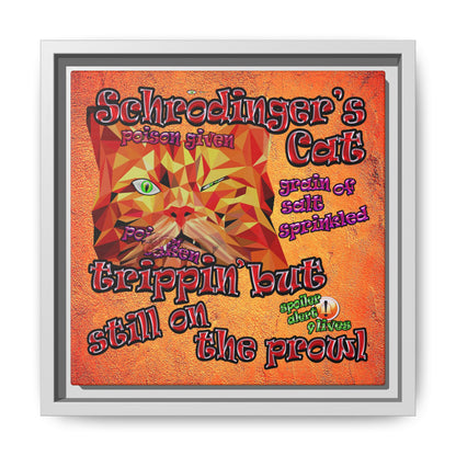 schrodinger's cat - framed canvas art (burnt orange)