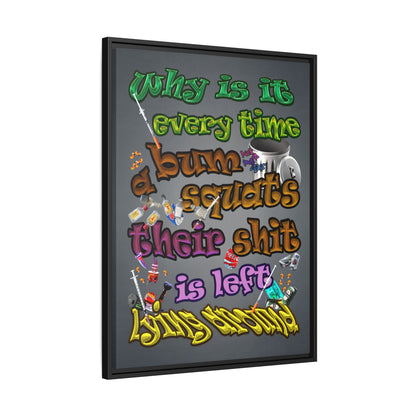 the bum's shit - framed canvas art (grey-light grey)