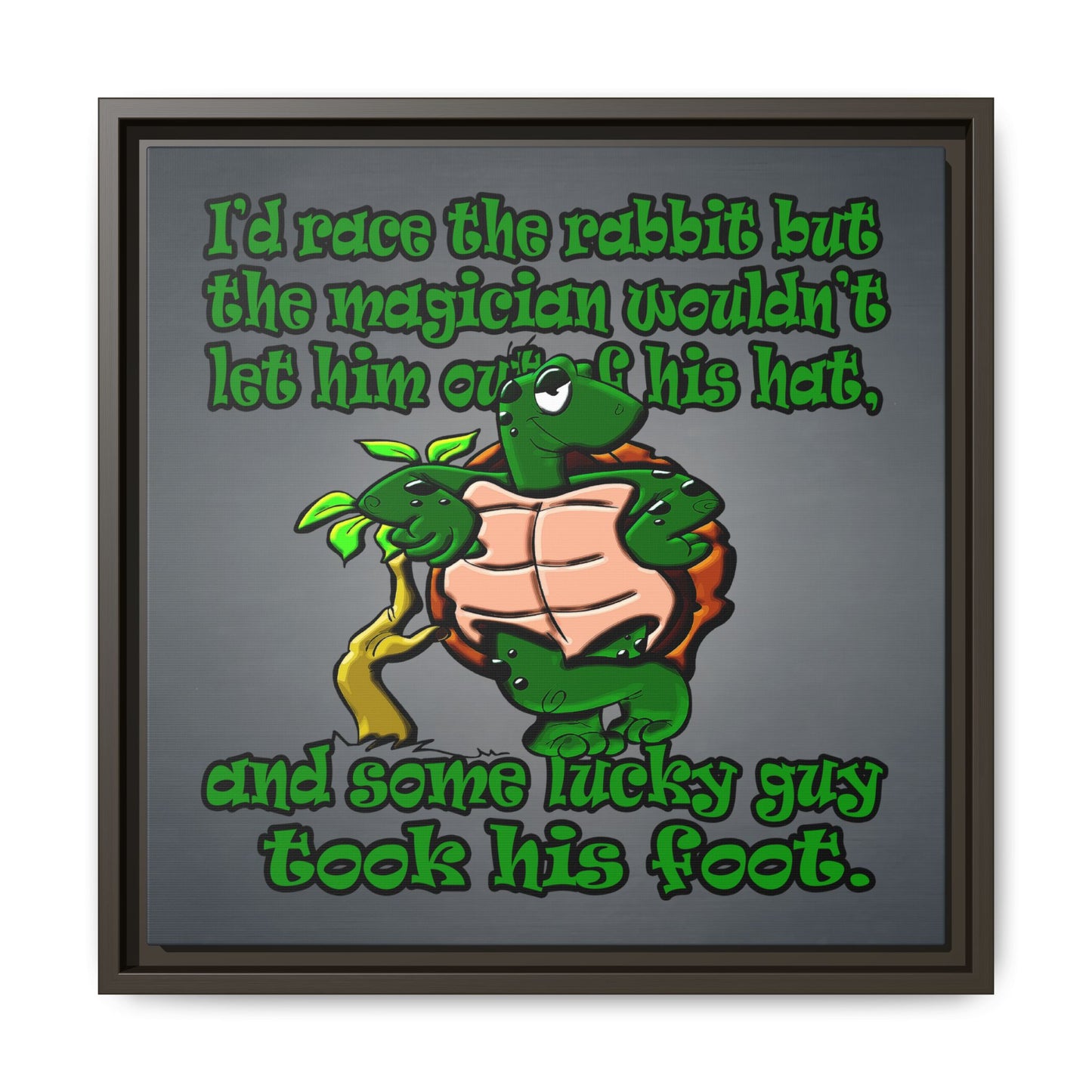 turtle race - framed canvas art (grey-light grey)