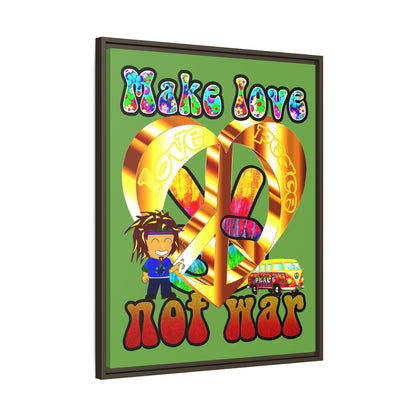 love peace - framed canvas art (green)