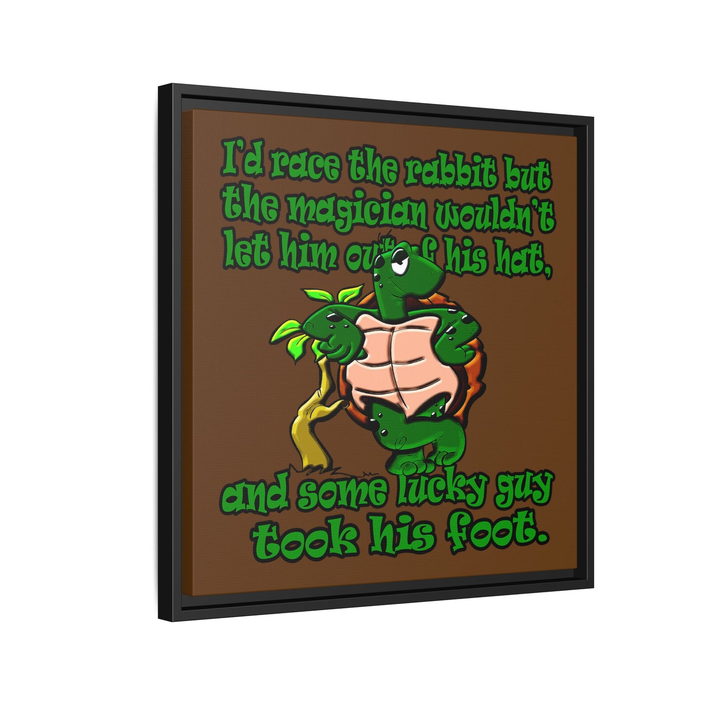 turtle race - framed canvas art (brown)