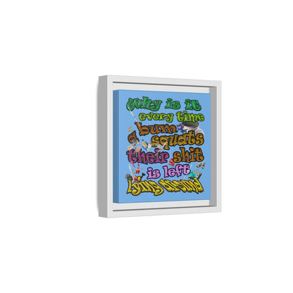 the bum's shit - framed canvas art (light blue)
