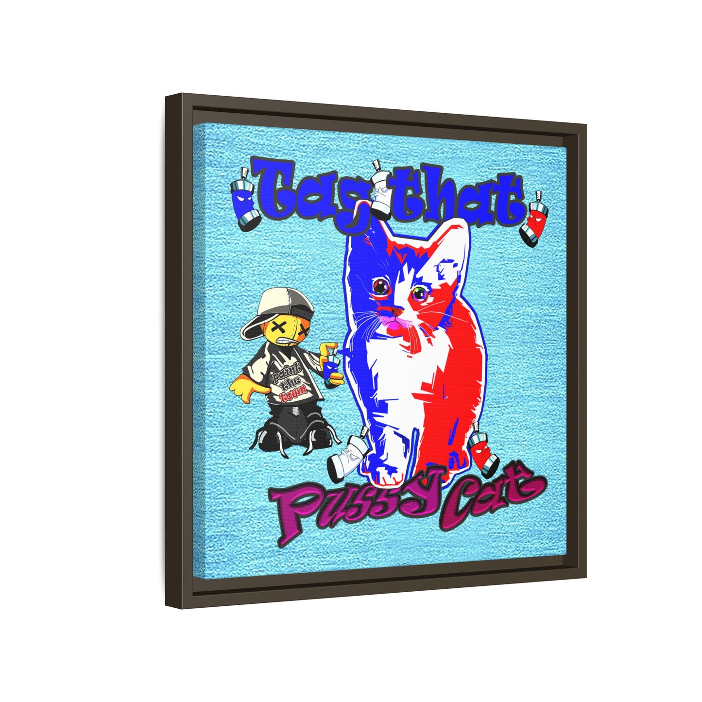 tag that - framed canvas art (faded blue)