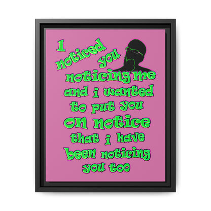 noticed you noticing - framed canvas art (light pink)