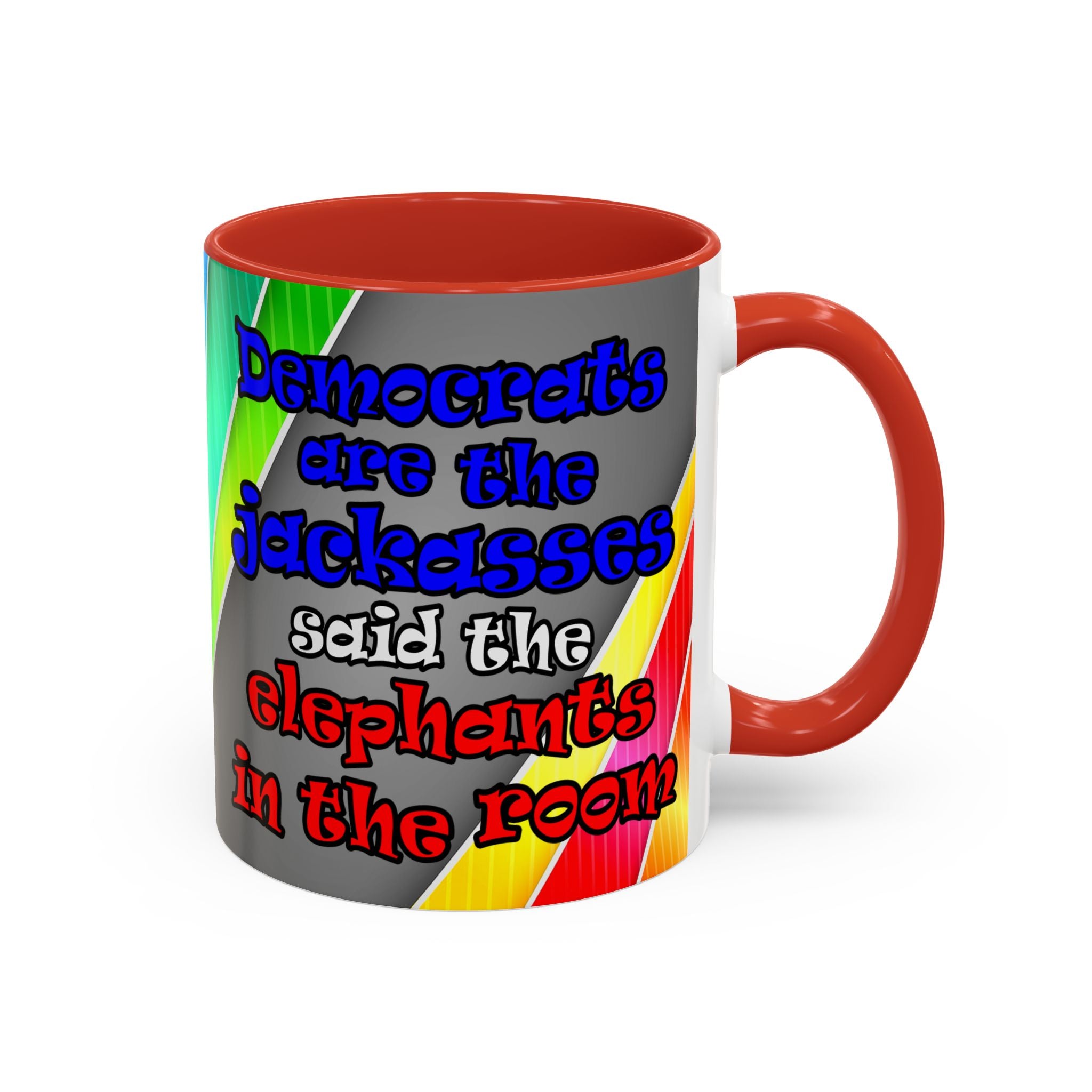 donkeys and elephants - Accent Mug (rainbow split)