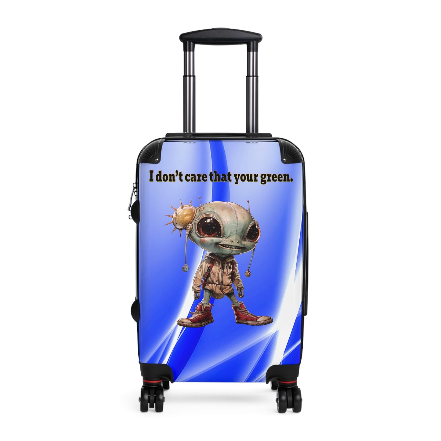 I don't care that your green - Suitcase (blue-white wave)