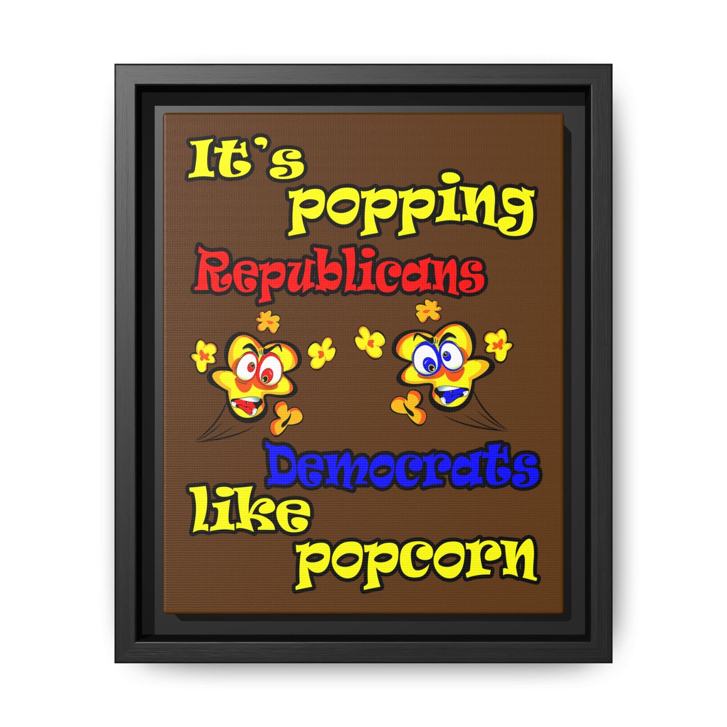 popping like popcorn - framed canvas art (brown)