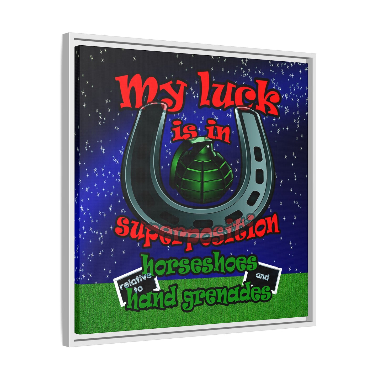 my luck - framed canvas art ('snoops' background)
