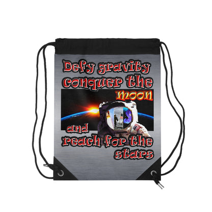 defy conquer reach - Drawstring Bag (brushed nickel)
