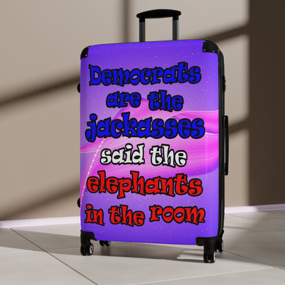 donkeys and elephants - Suitcase (purple-pink wave)