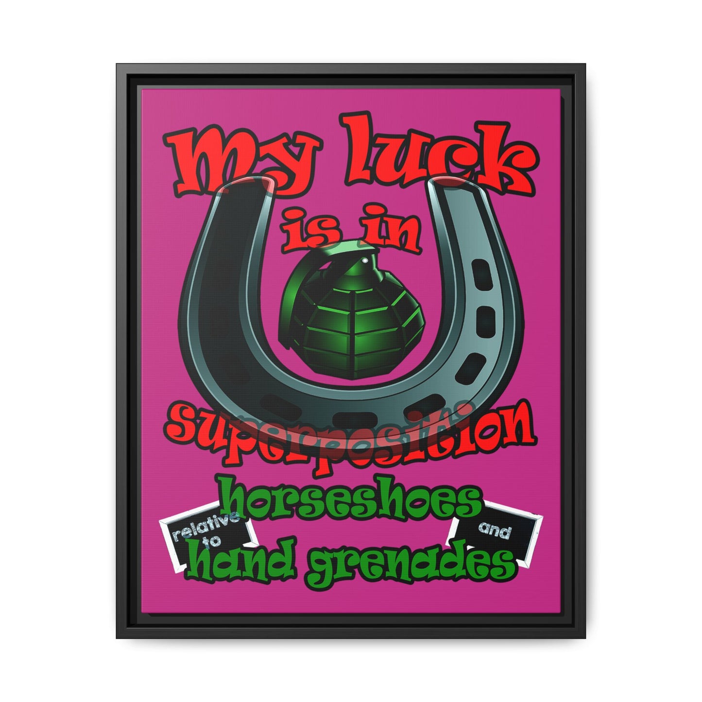 my luck - framed canvas art (pink)