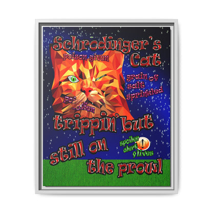schrodinger's cat - framed canvas art ('snoops' background)