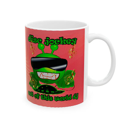 disc jockey - White Mug (yellow-orange wave)