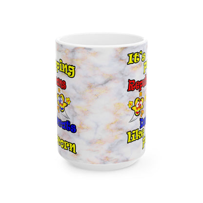 popping like popcorn - White Mug (white marble)