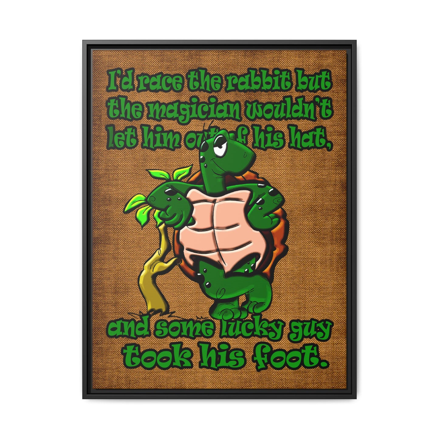 turtle race - framed canvas art (brown papyrus)