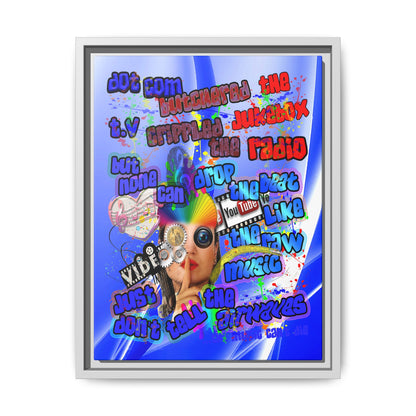 drop the beat - framed canvas art (blue-white wave)